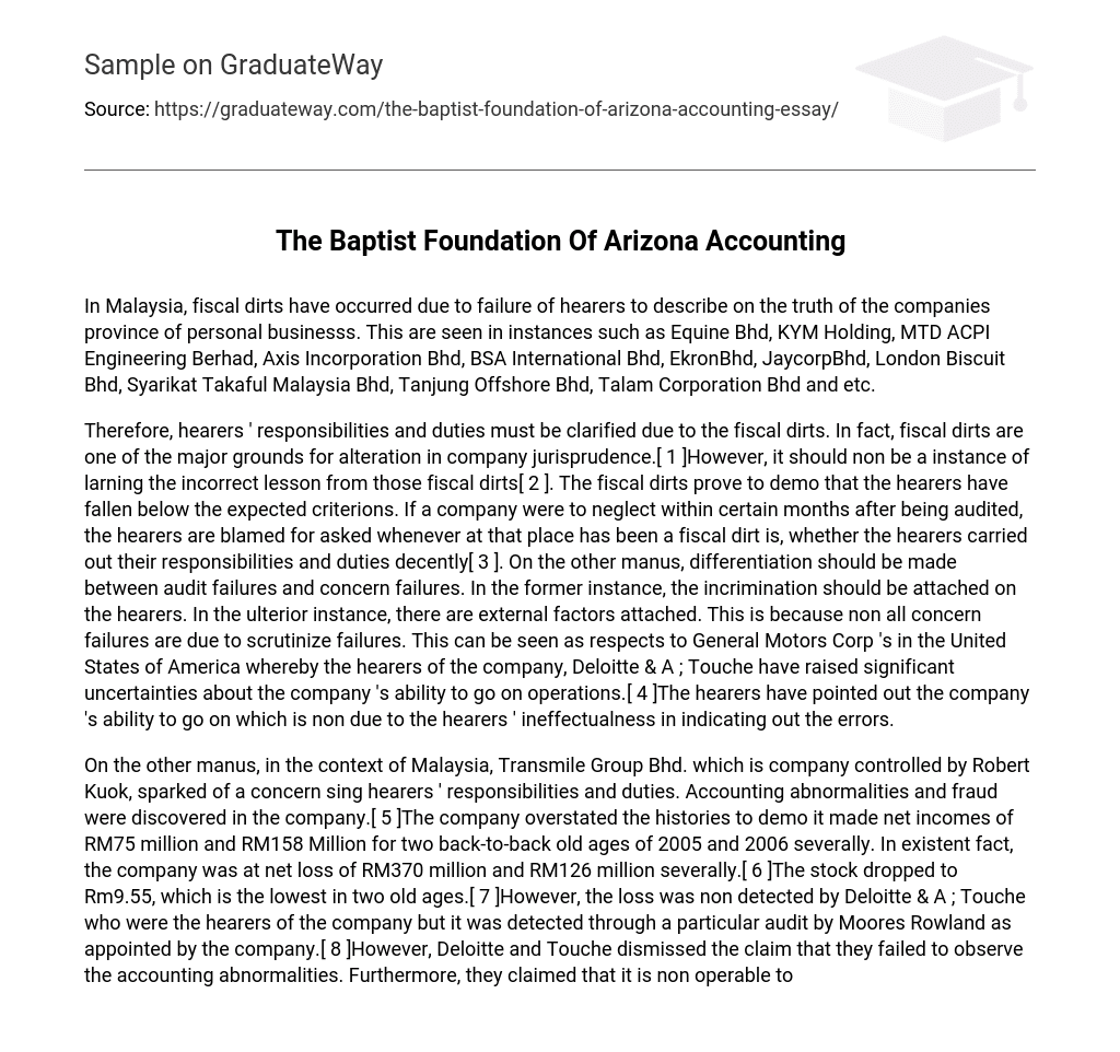 The Baptist Foundation Of Arizona Accounting