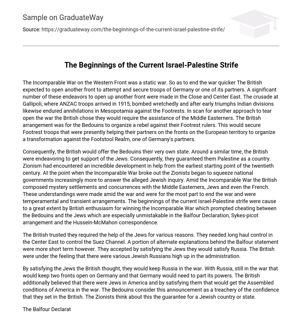 The Beginnings of the Current Israel-Palestine Strife