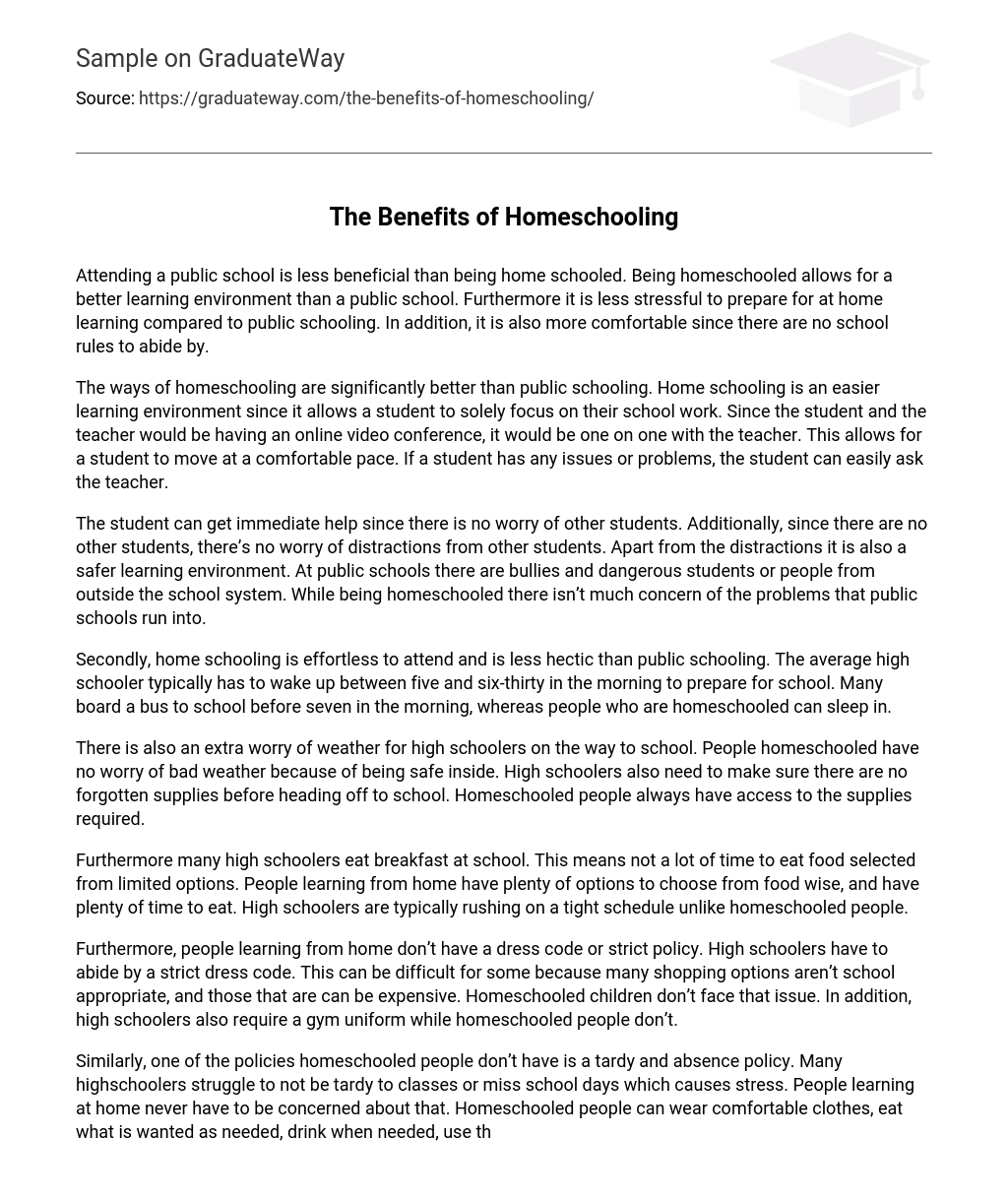 essay about homeschooling