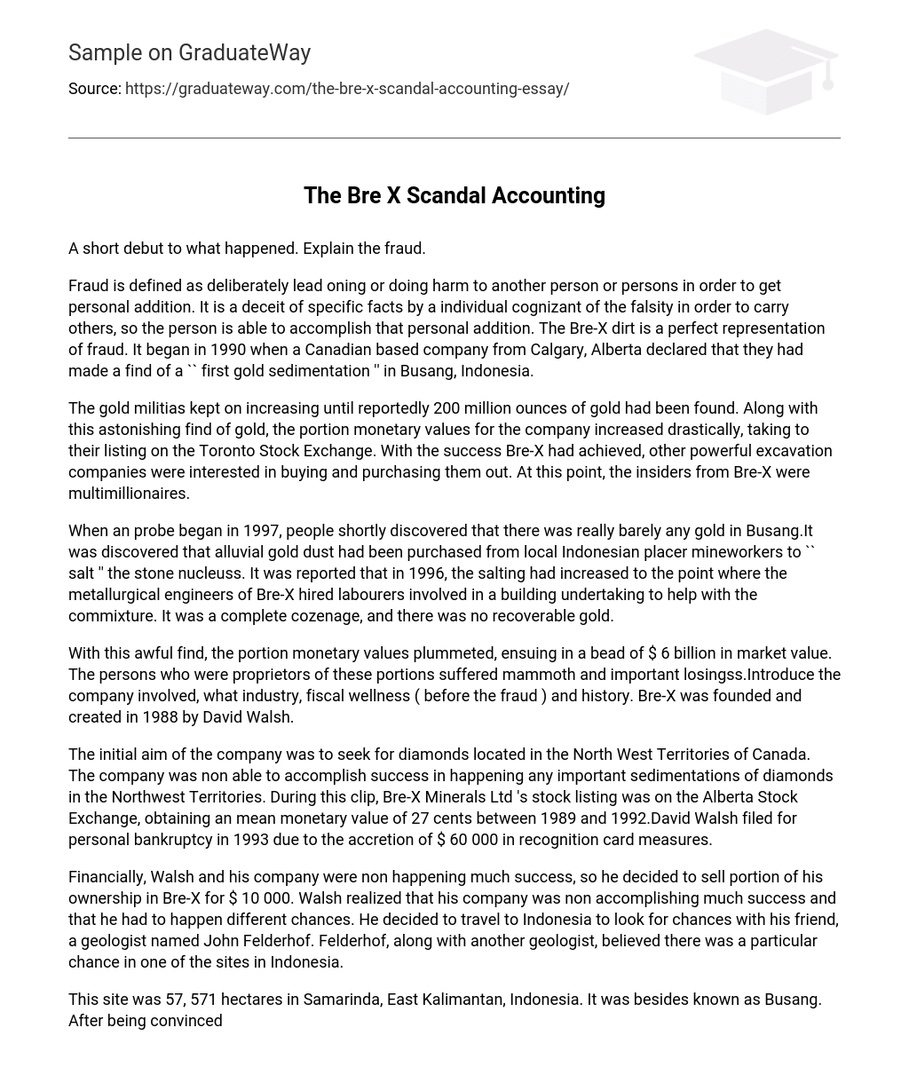 The Bre X Scandal Accounting Short Summary