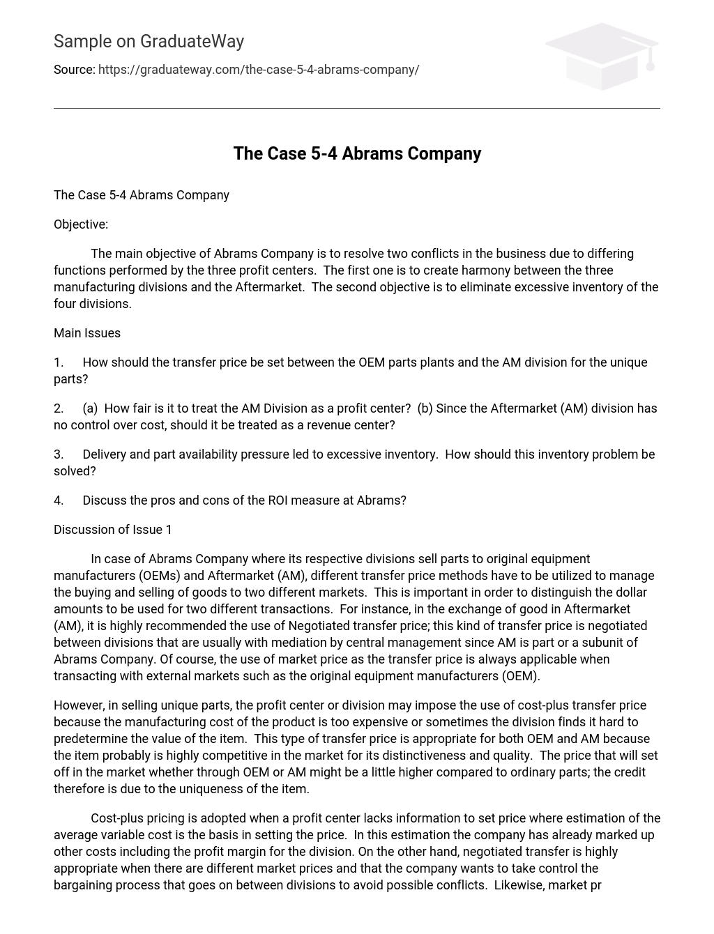 The Case 5-4 Abrams Company