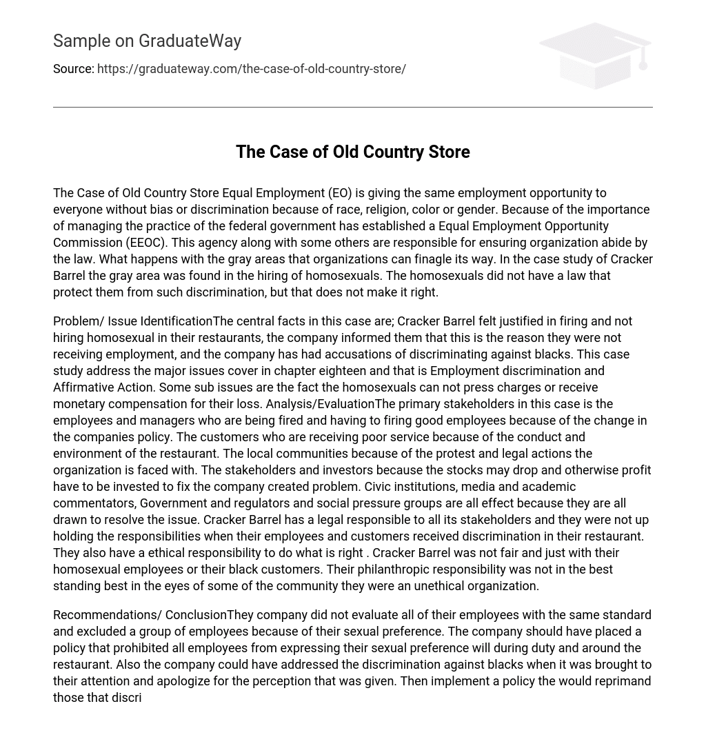 The Case of Old Country Store