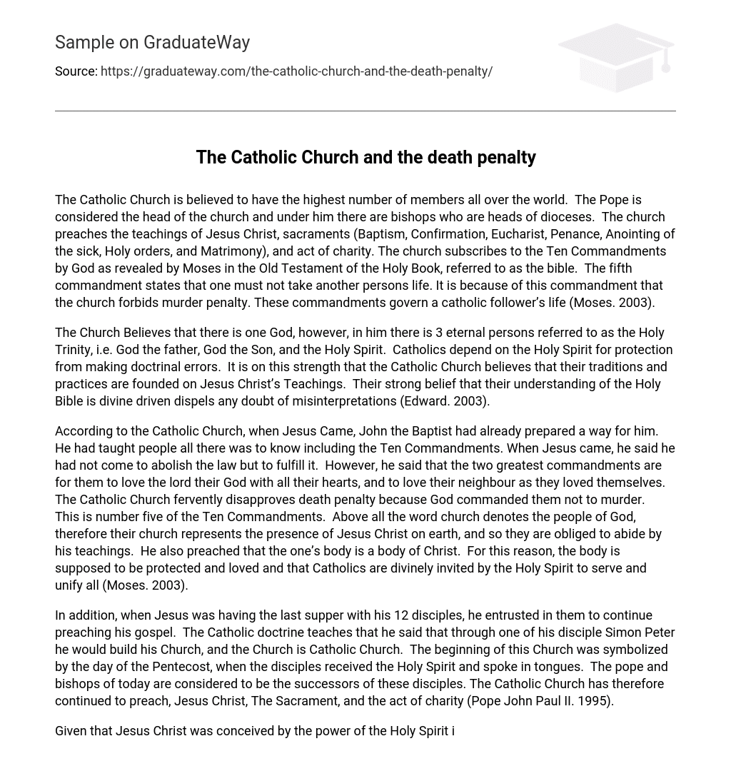 The Catholic Church and the death penalty