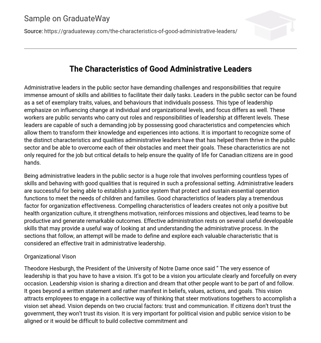 The Characteristics of Good Administrative Leaders
