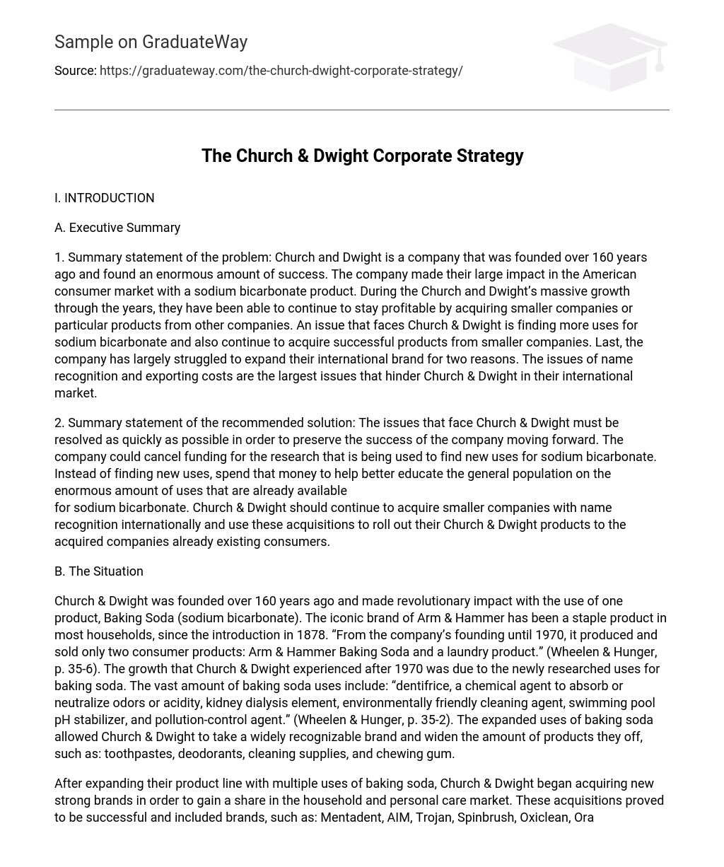 The Church & Dwight Corporate Strategy