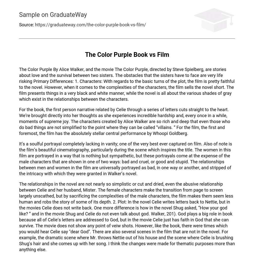 The Color Purple Book vs Film