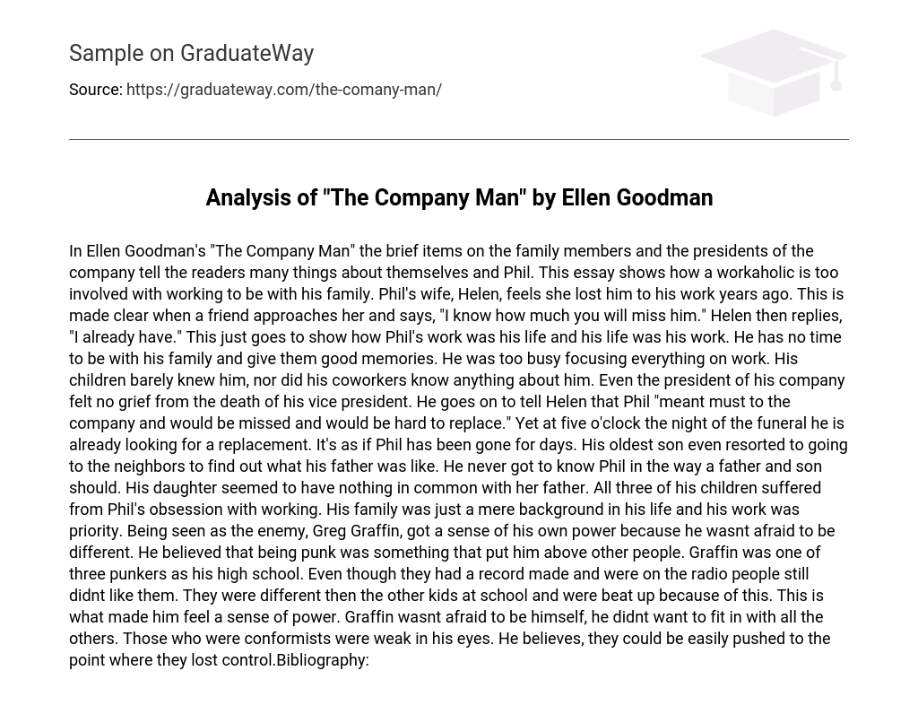 Analysis of “The Company Man” by Ellen Goodman
