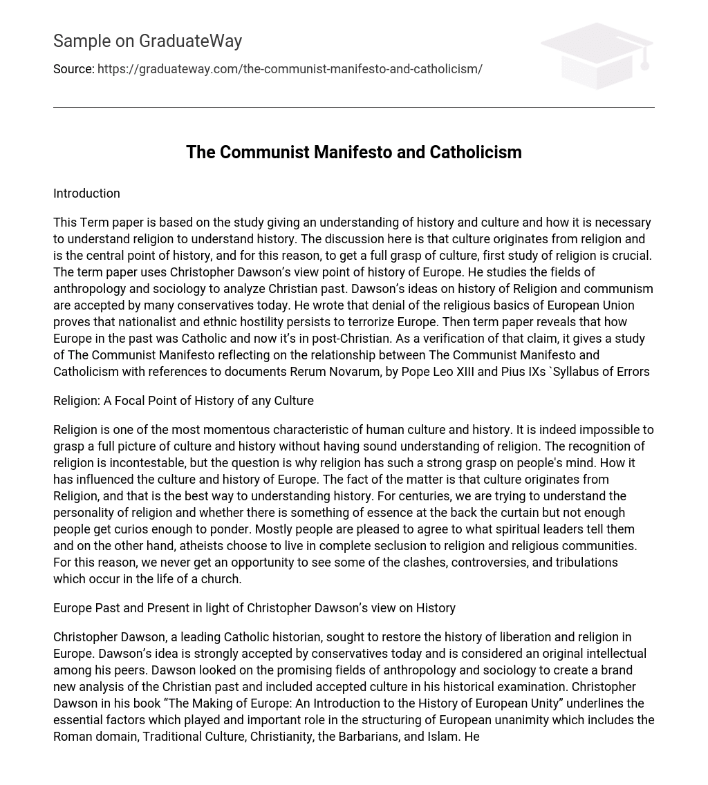 The Communist Manifesto and Catholicism
