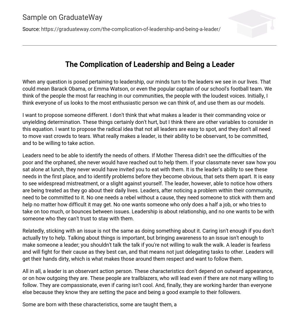 The Complication of Leadership and Being a Leader