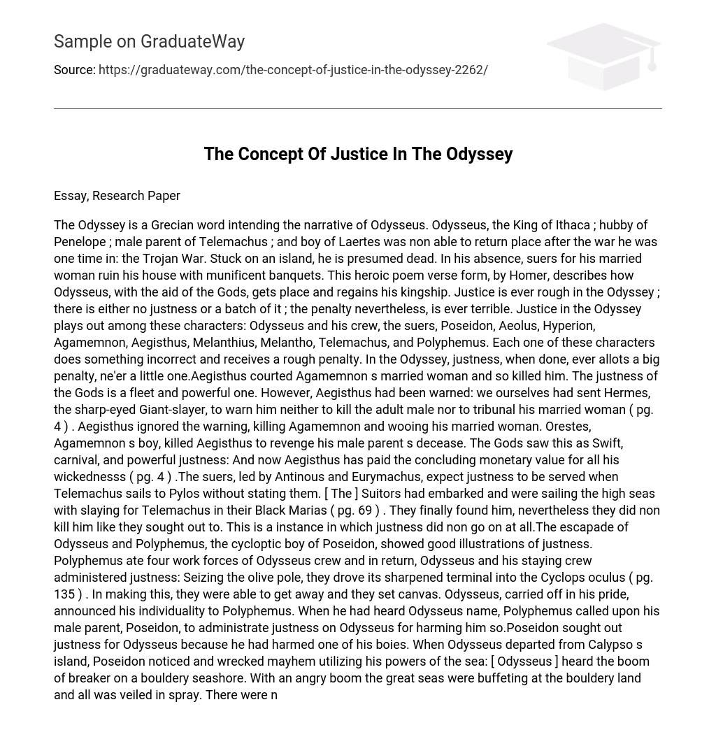 The Concept Of Justice In The Odyssey