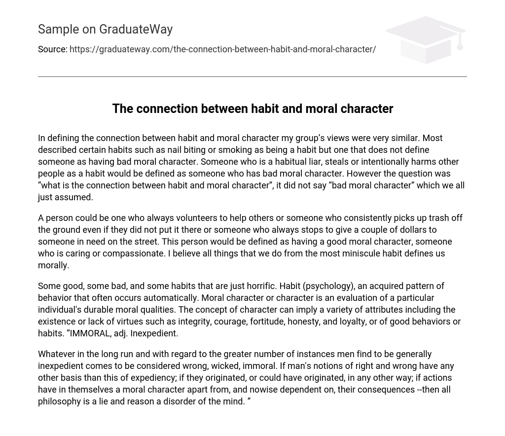 The connection between habit and moral character