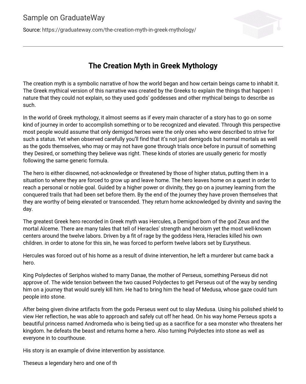 a creation myth essay
