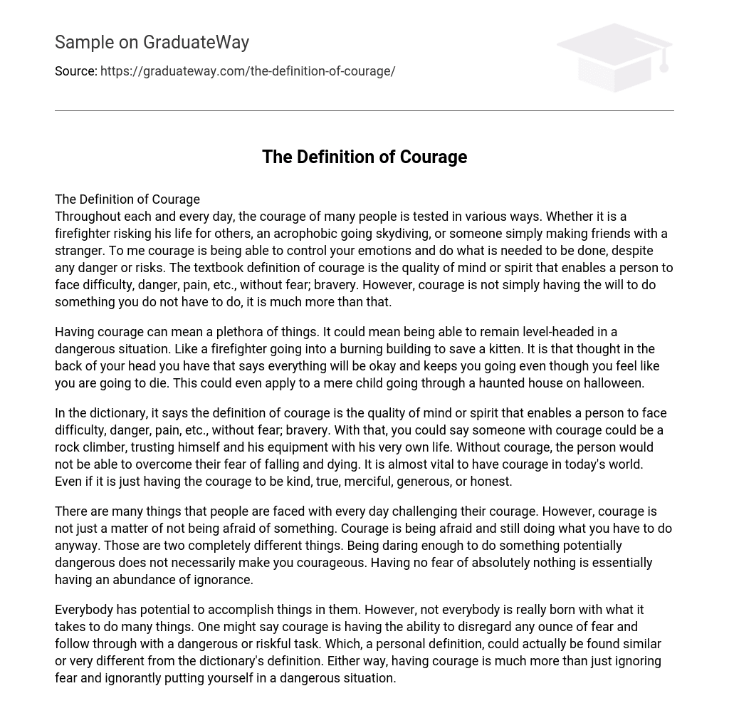 what is the definition of courage essay