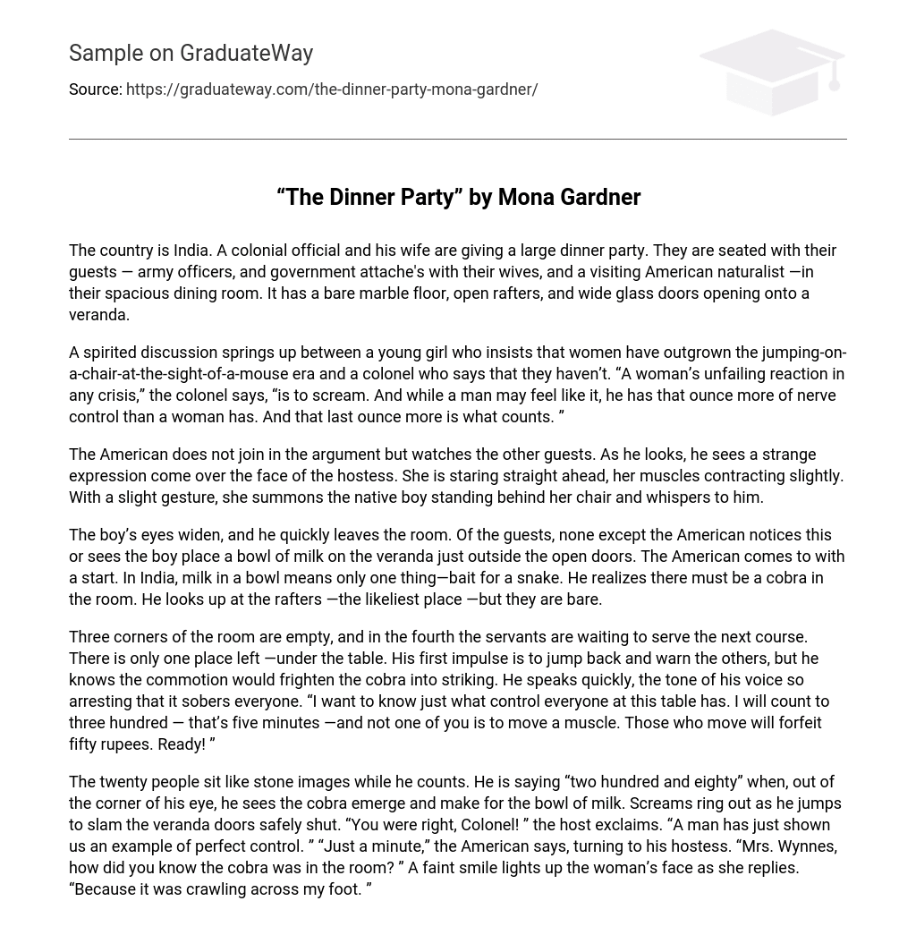 “The Dinner Party” by Mona Gardner Analysis