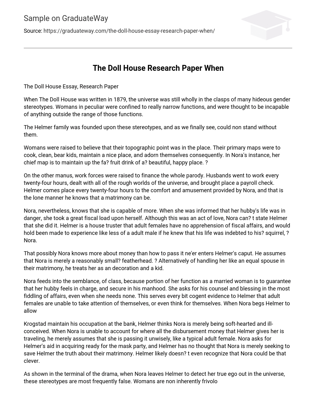 The Doll House Research Paper