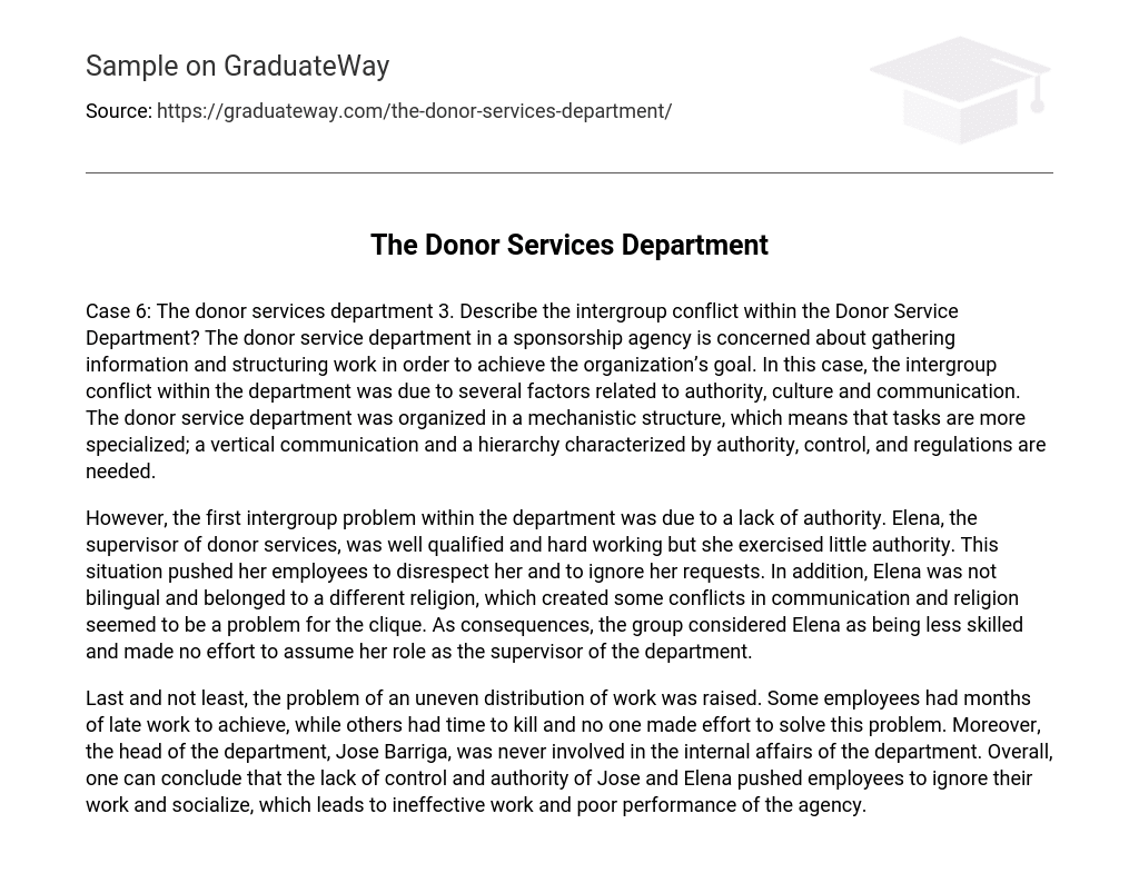 The Donor Services Department