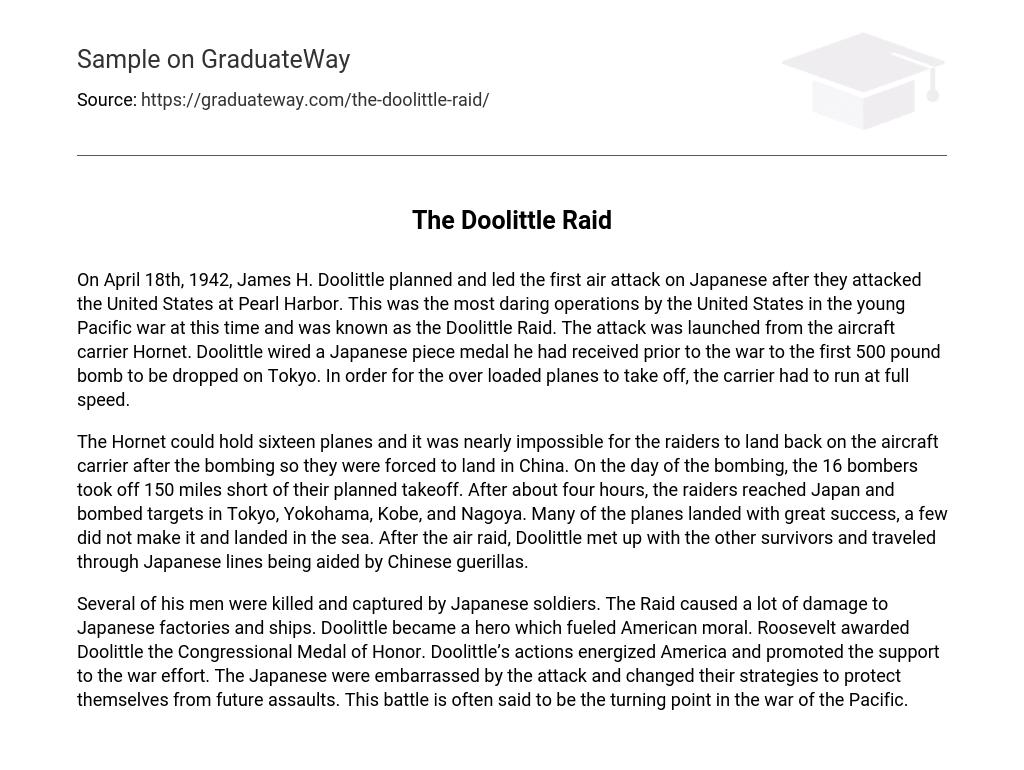 The Doolittle Raid Short Summary