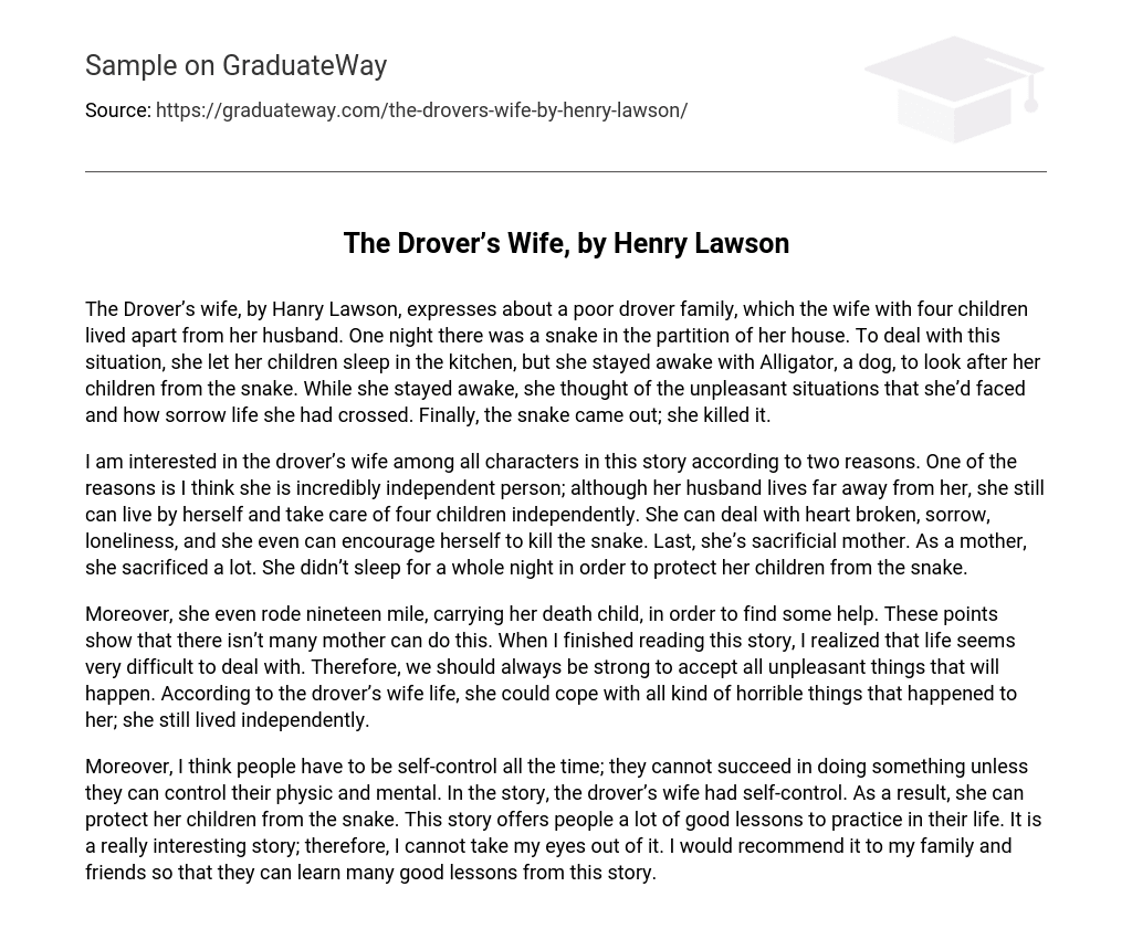 The Drover’s Wife, by Henry Lawson Analysis
