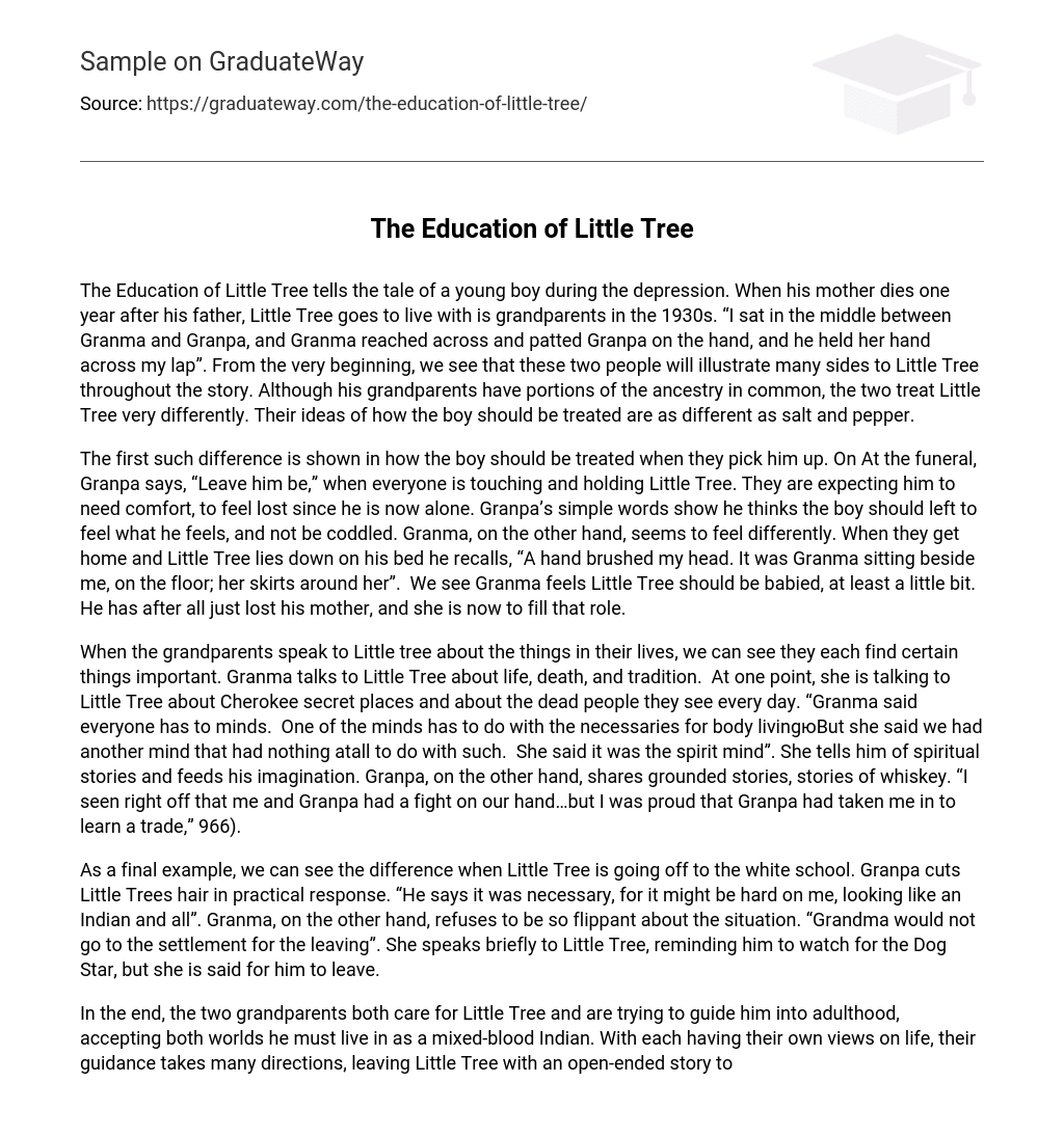 “The Education of Little Tree”: The Tale of a Young Boy During the Depression.