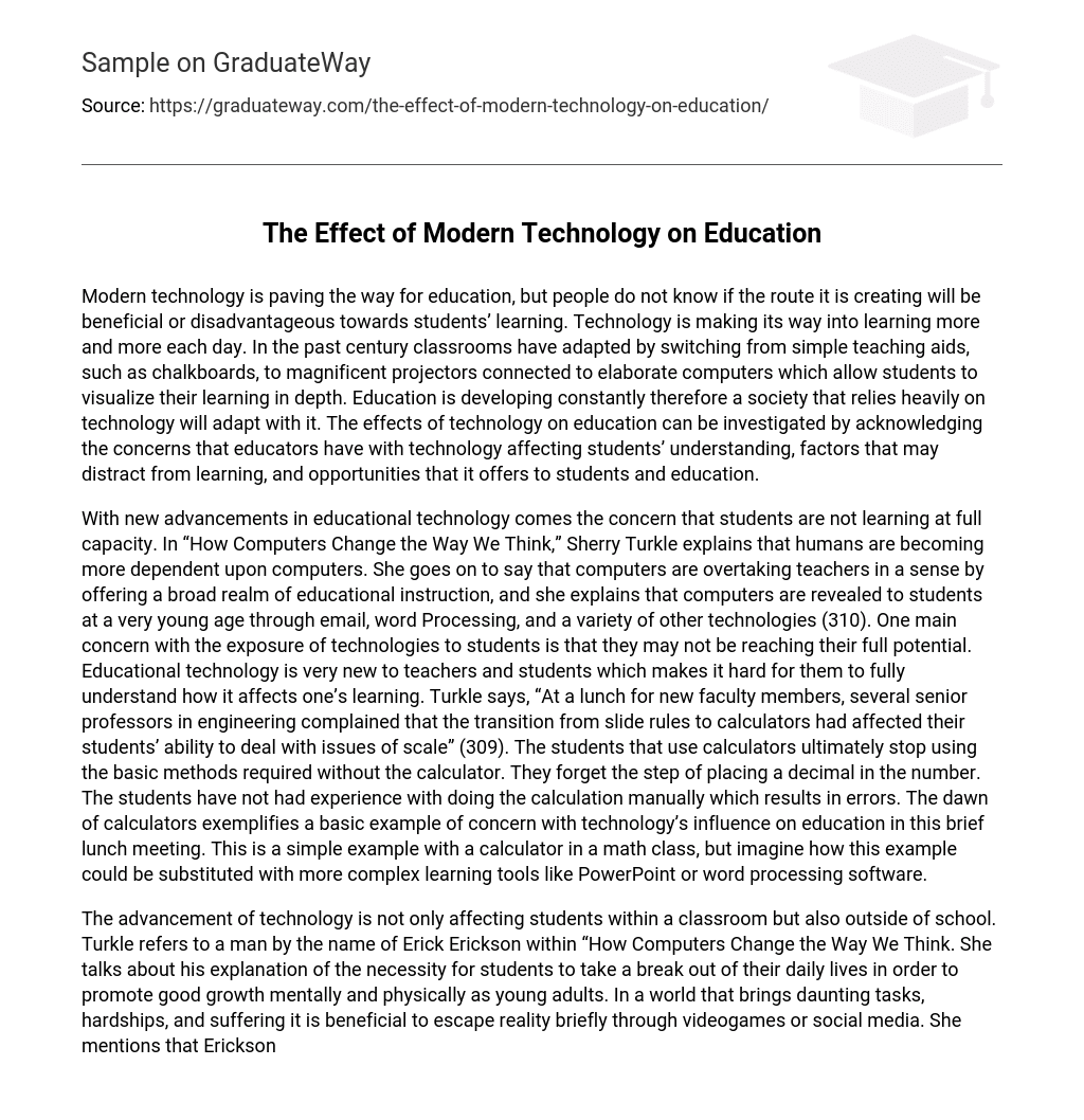 essay on modern technology in education