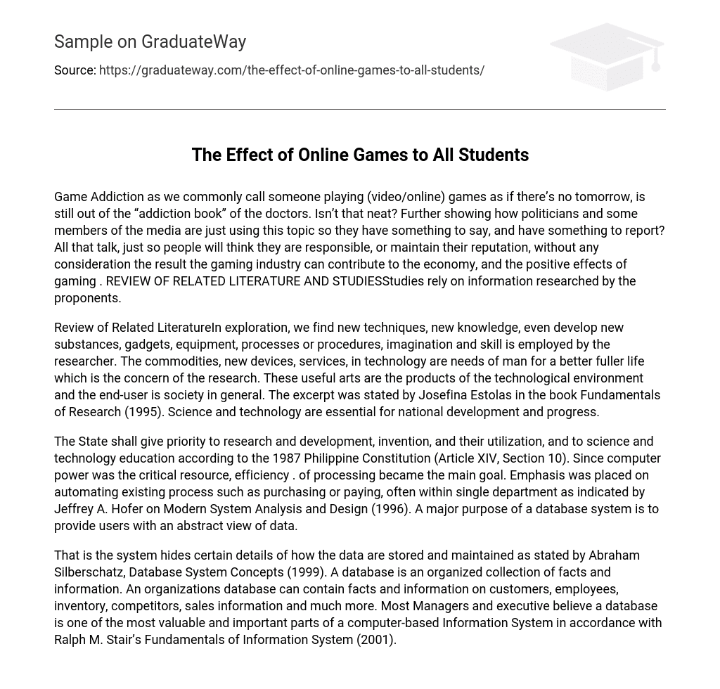 The Effect of Online Games to All Students