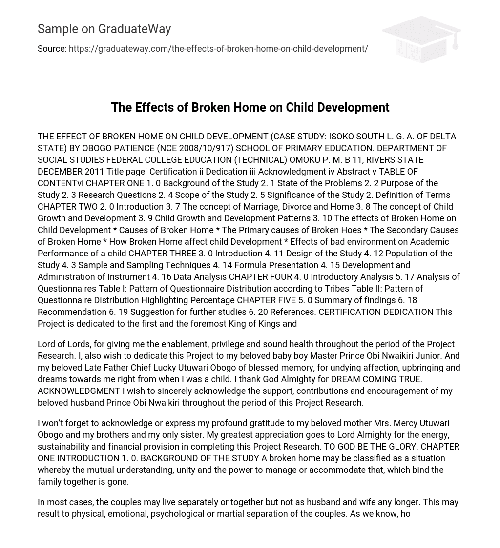 essay about a broken home