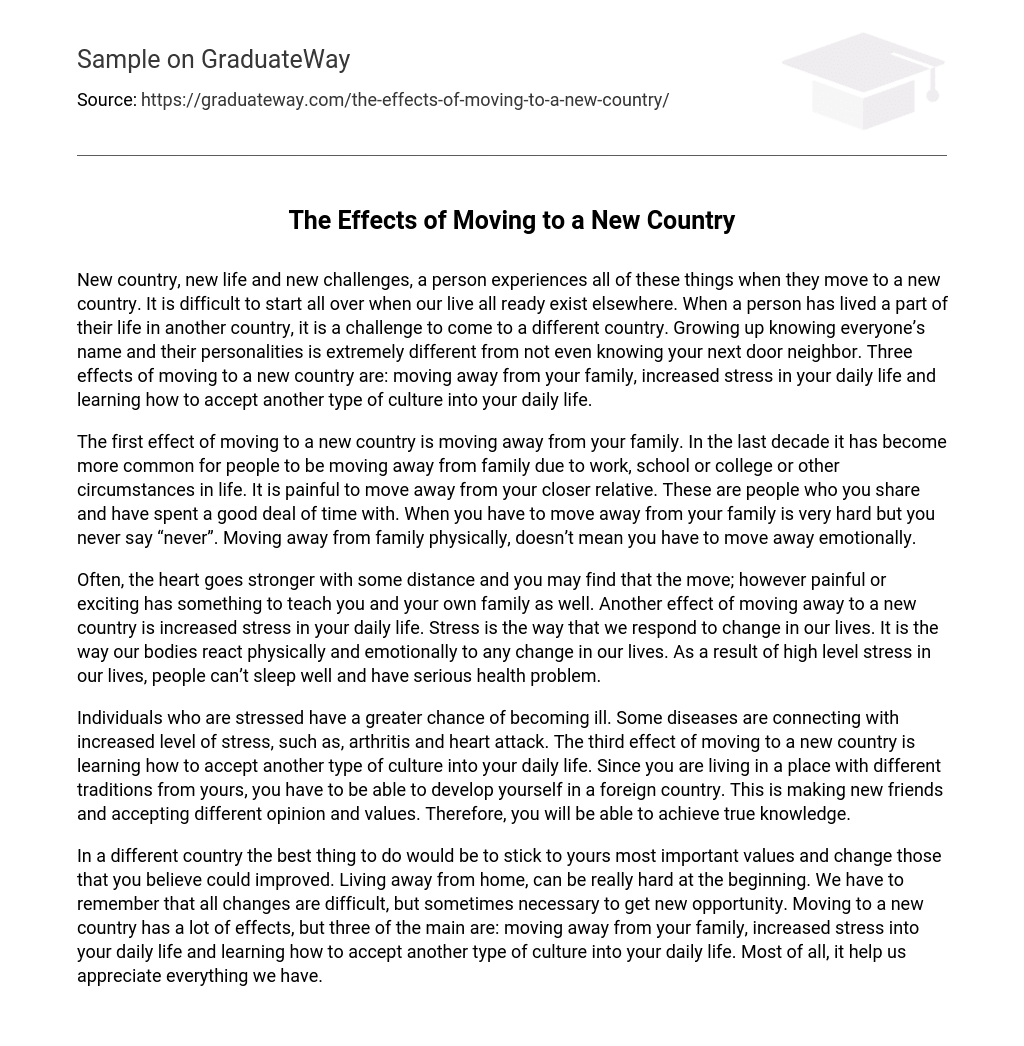 essay on moving to a new country