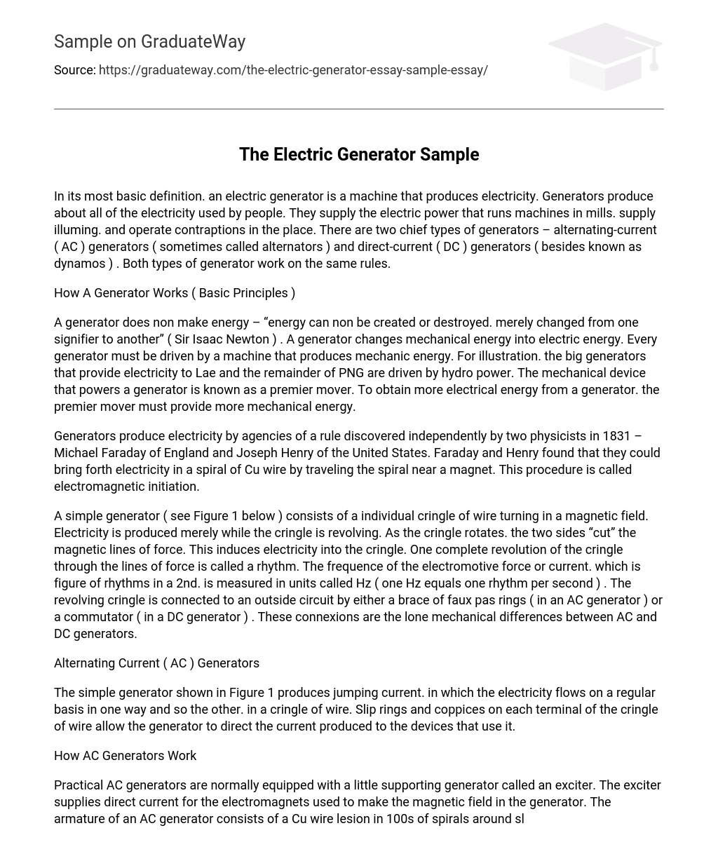 The Electric Generator Sample