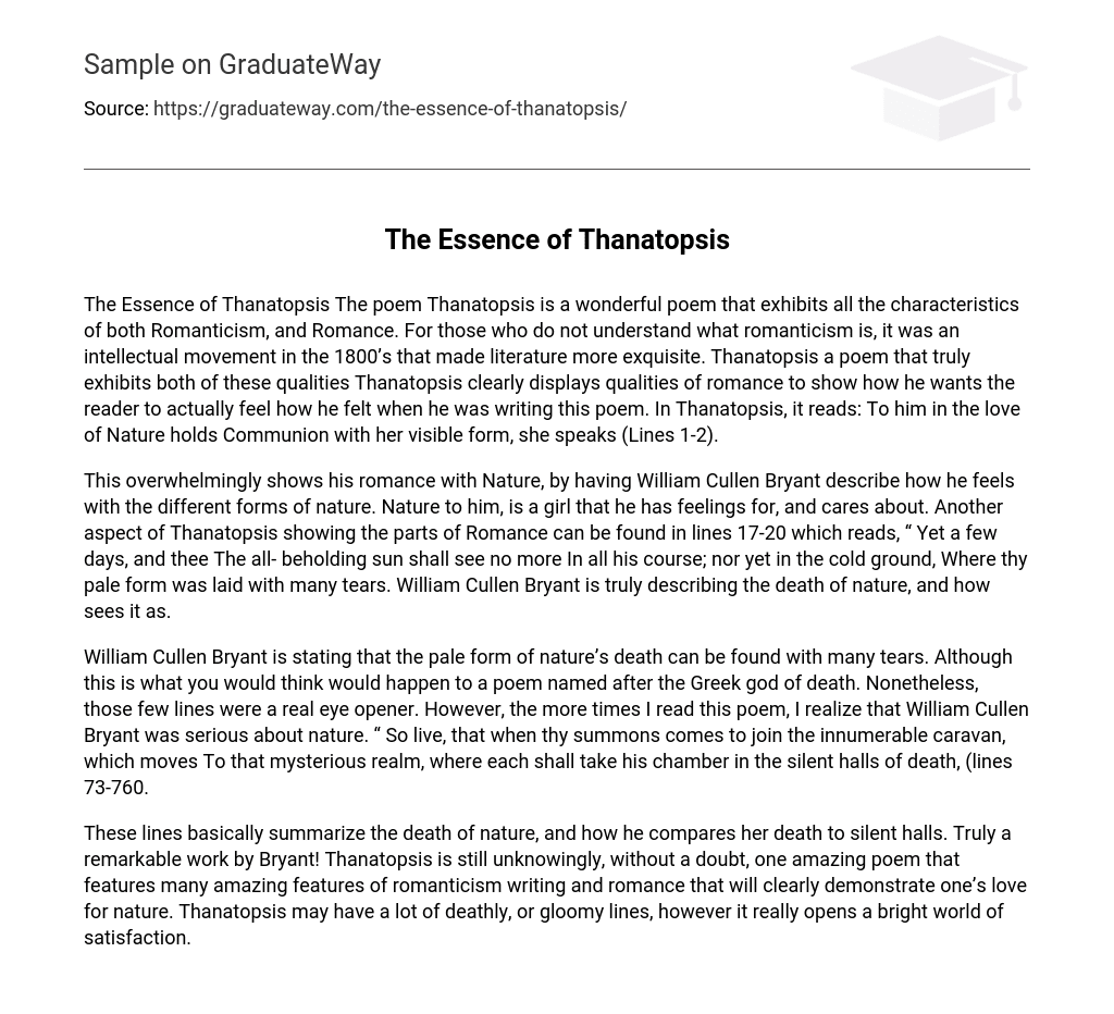 The Essence of Thanatopsis Analysis