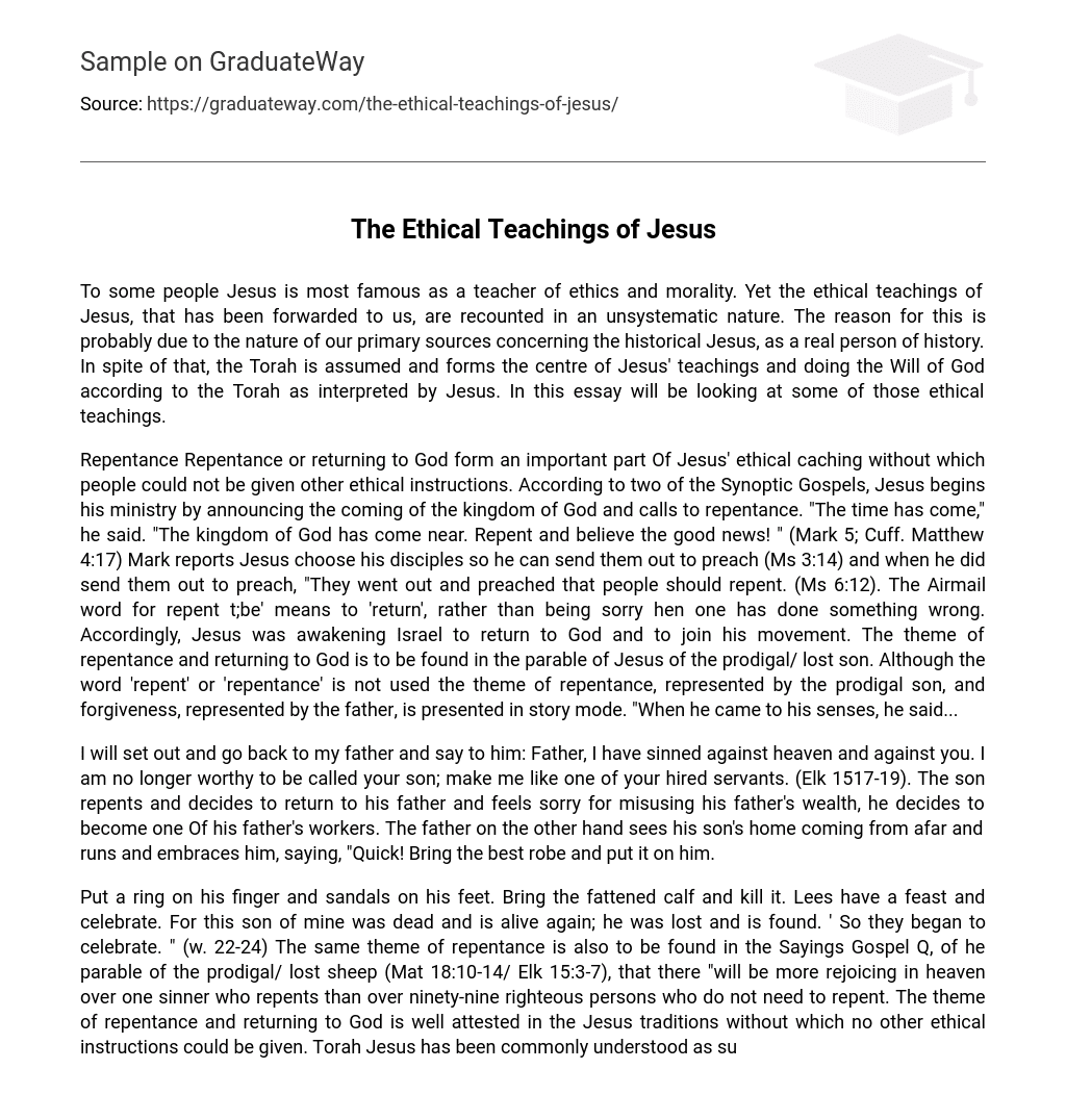 The Ethical Teachings of Jesus