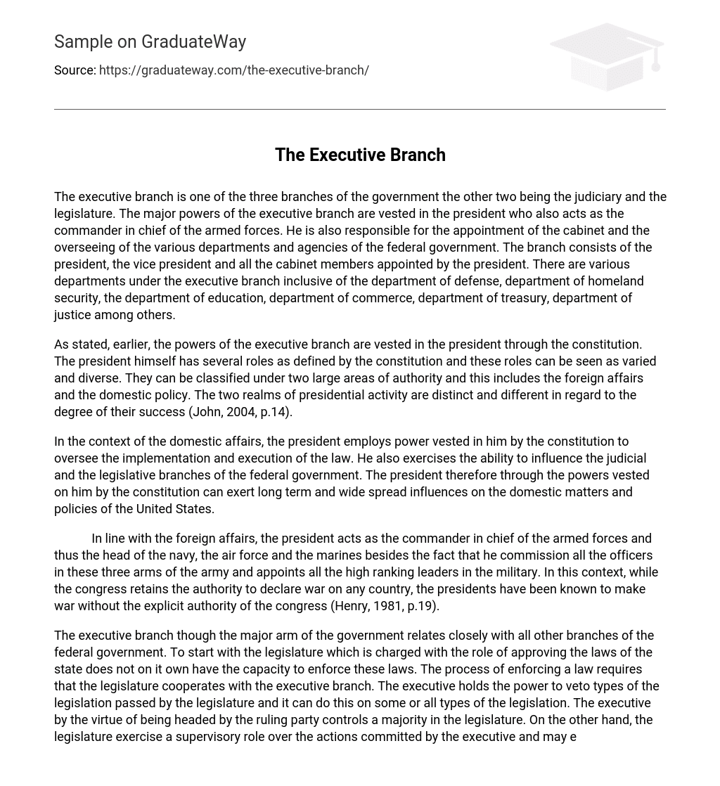 the-executive-branch-1488-words-free-essay-example-on-graduateway