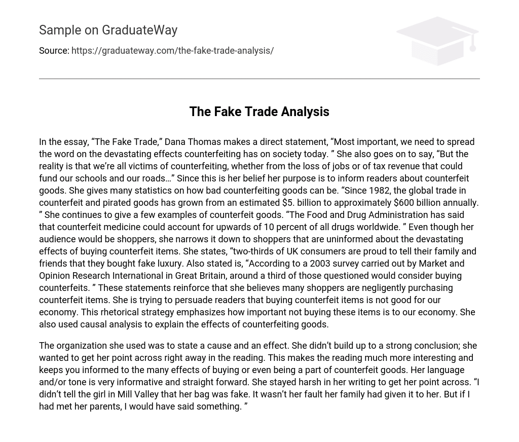 The Fake Trade Analysis