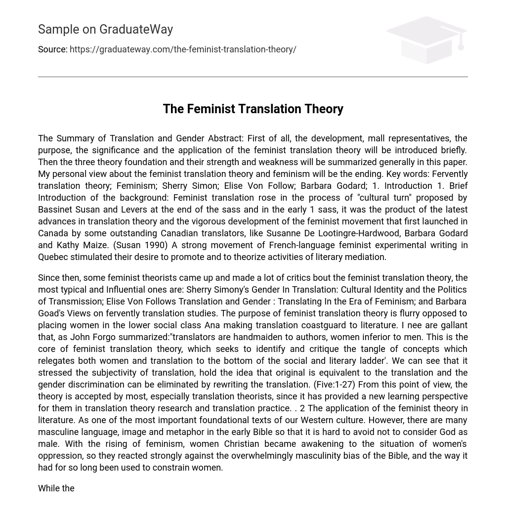 The Feminist Translation Theory