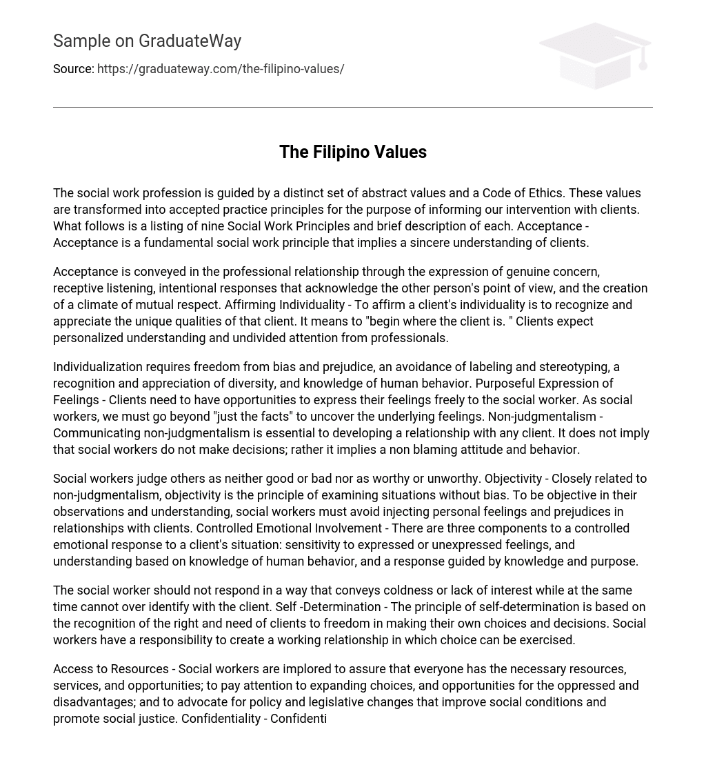 essay about importance of filipino values