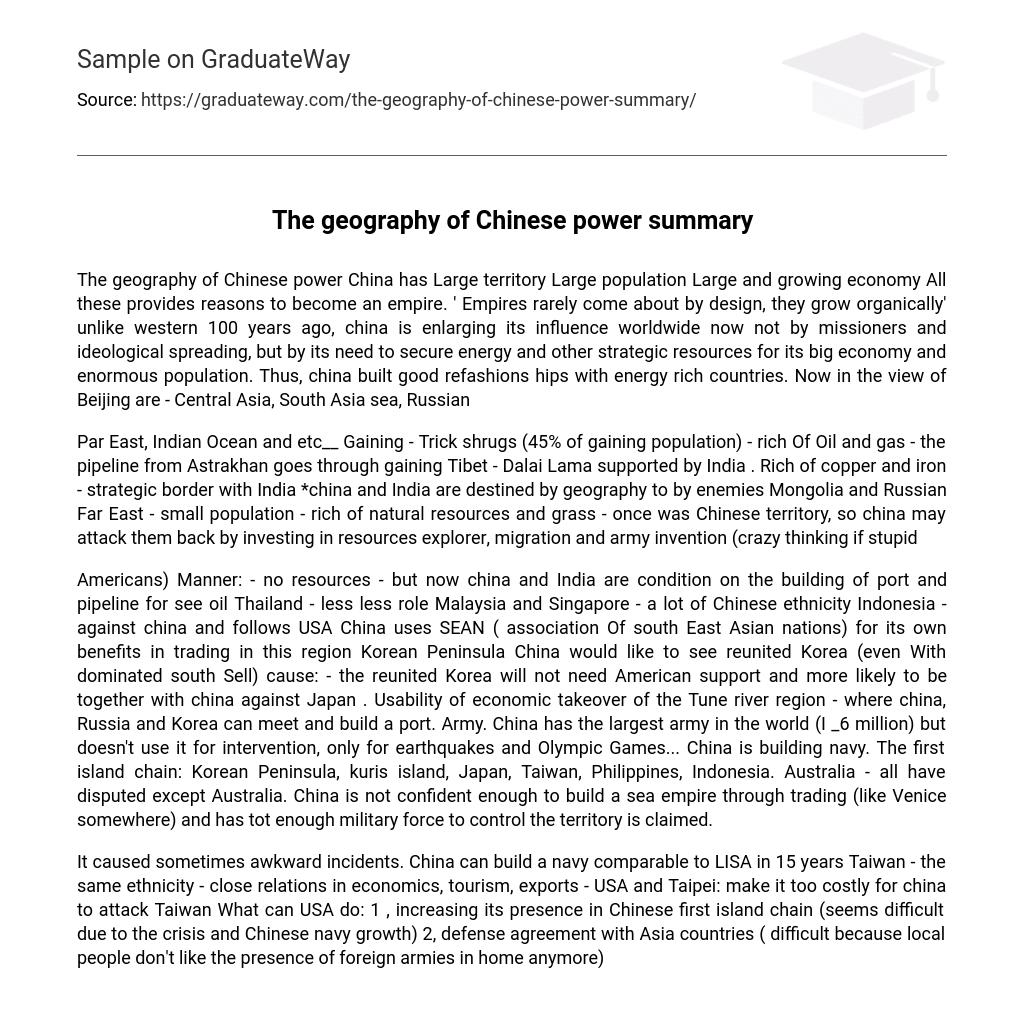 The geography of Chinese power summary