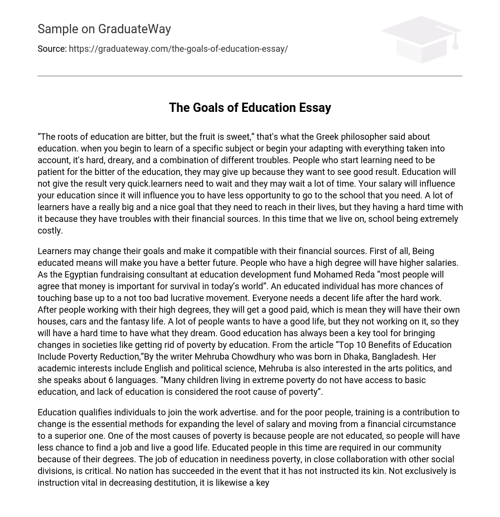 The Goals of Education Essay