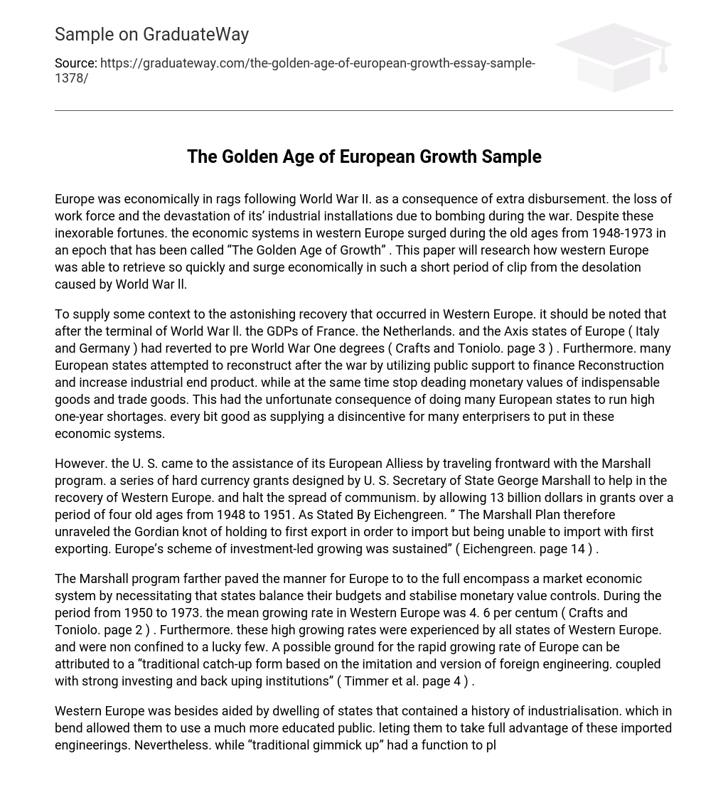 The Golden Age of European Growth Sample