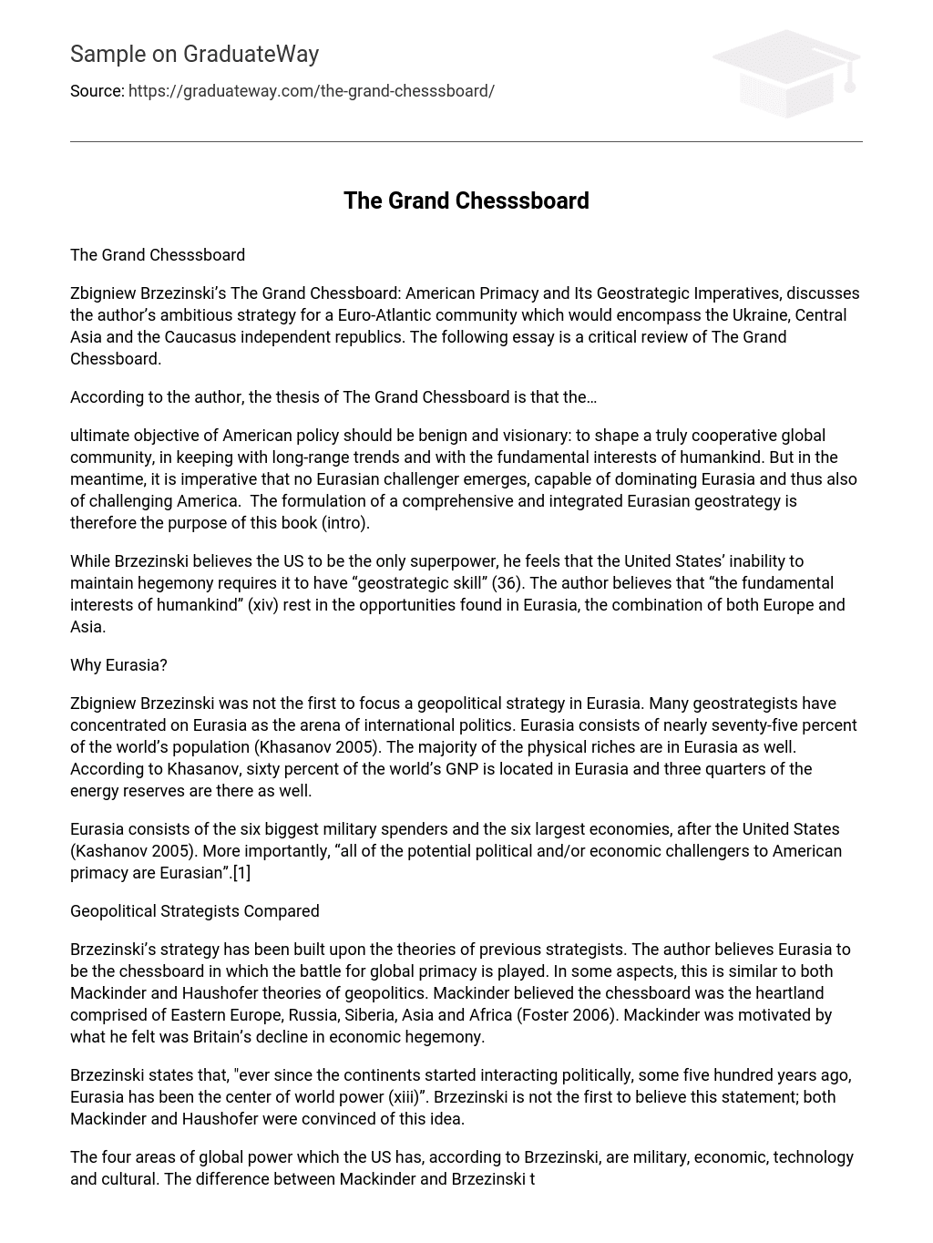 The Grand Chesssboard Short Summary