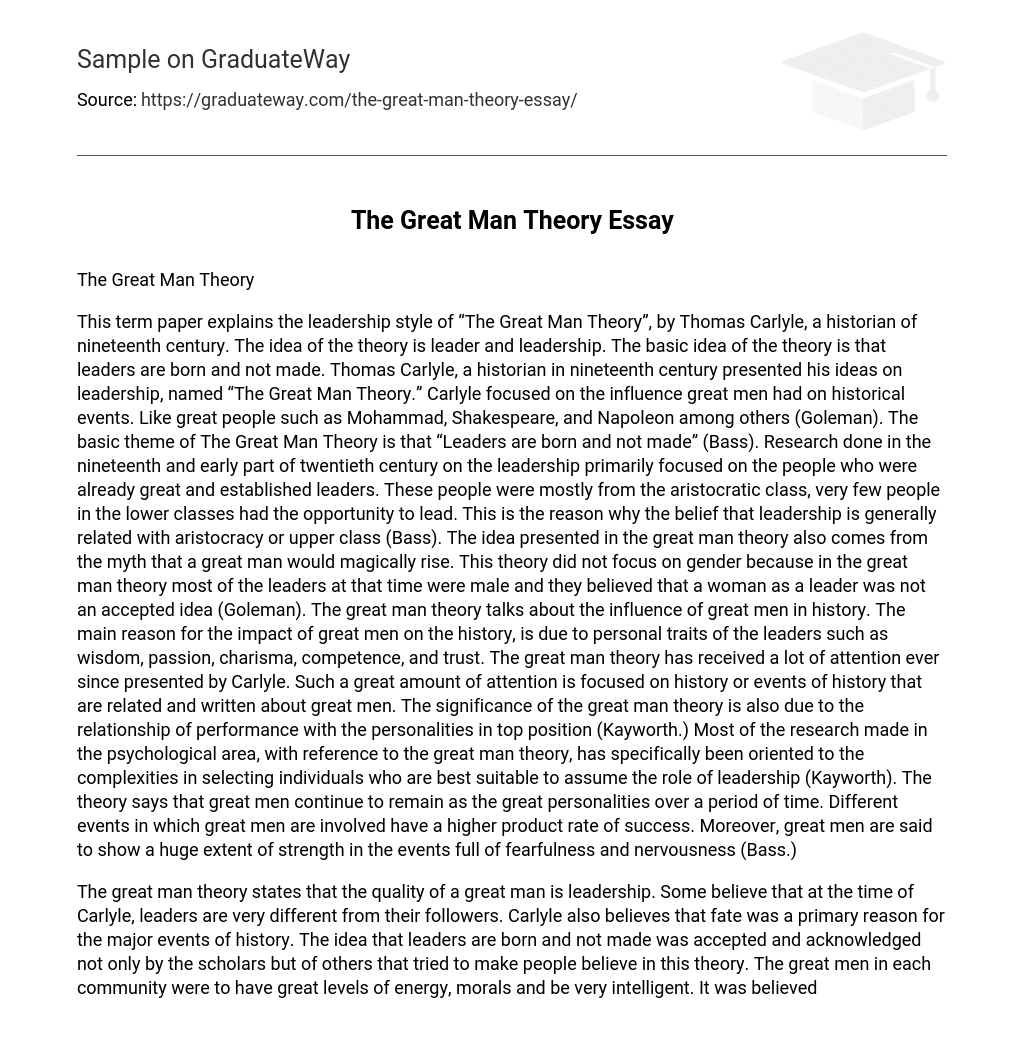 The Great Man Theory Essay
