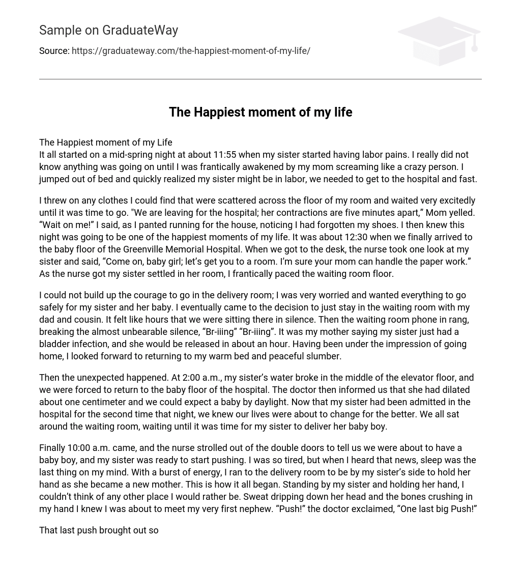essay about the happiest moment in my life