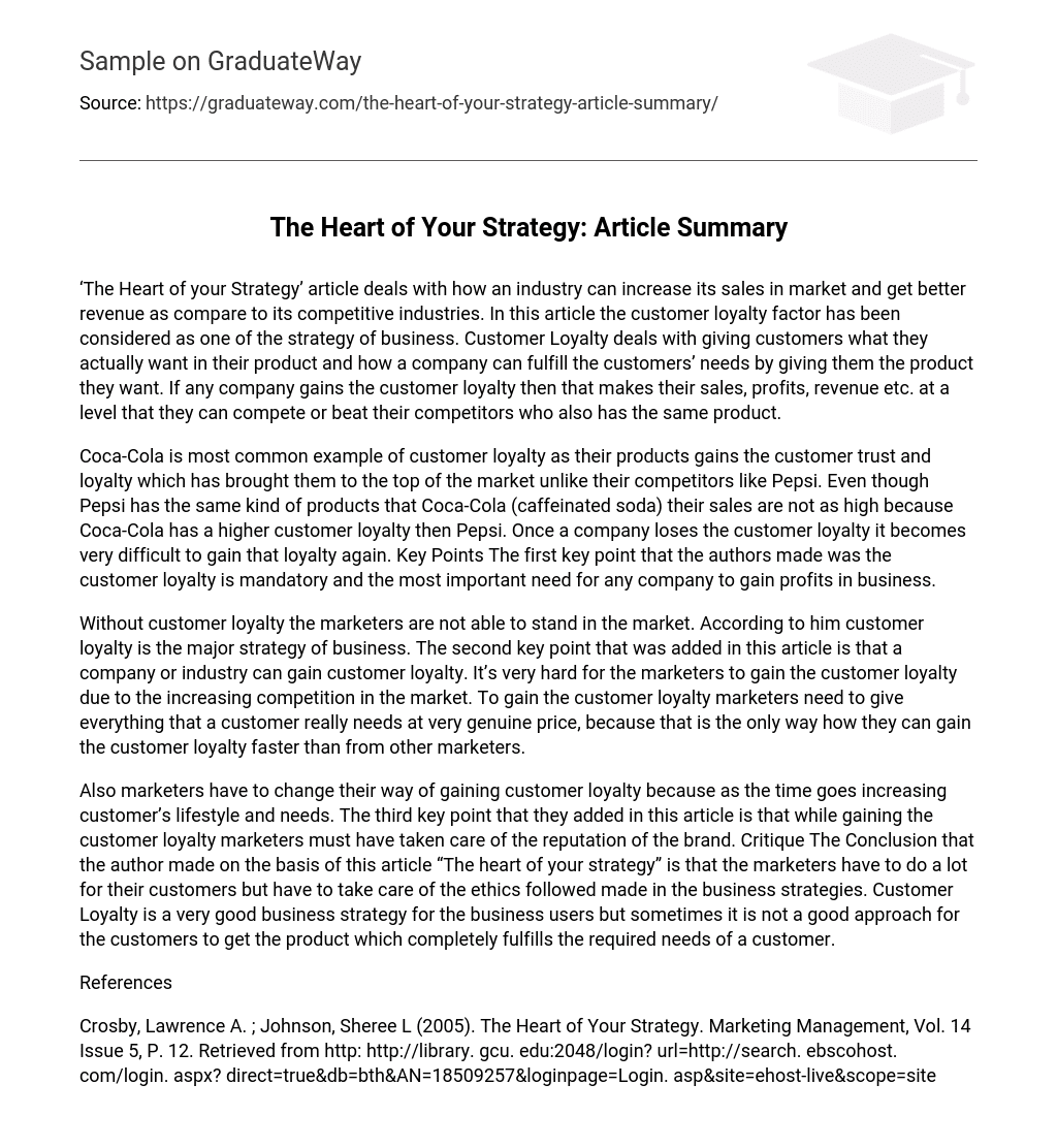 The Heart of Your Strategy: Article Summary