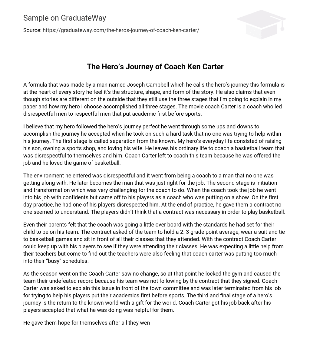 The Hero’s Journey of Coach Ken Carter