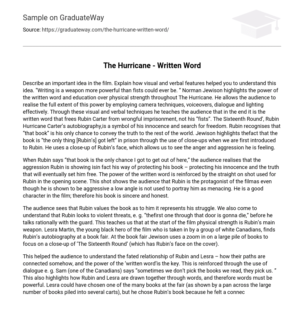 The Hurricane – Written Word