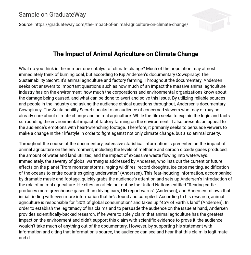 The Impact of Animal Agriculture on Climate Change