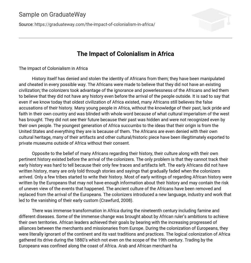 essay about colonialism in africa