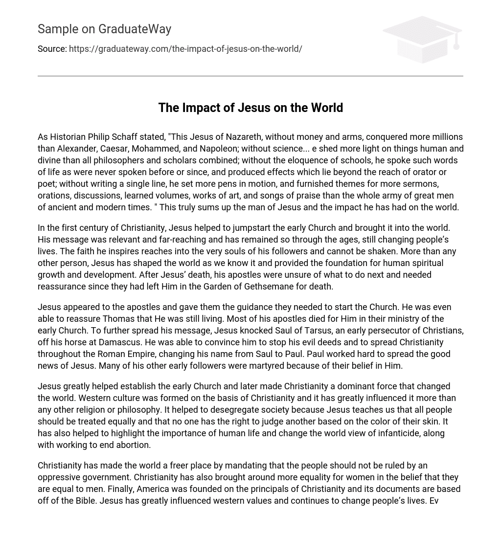 The Impact of Jesus on the World