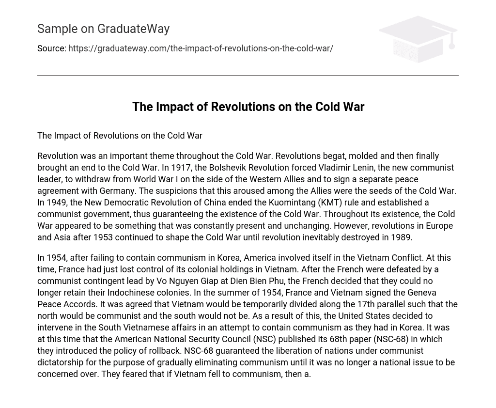 The Impact of Revolutions on the Cold War