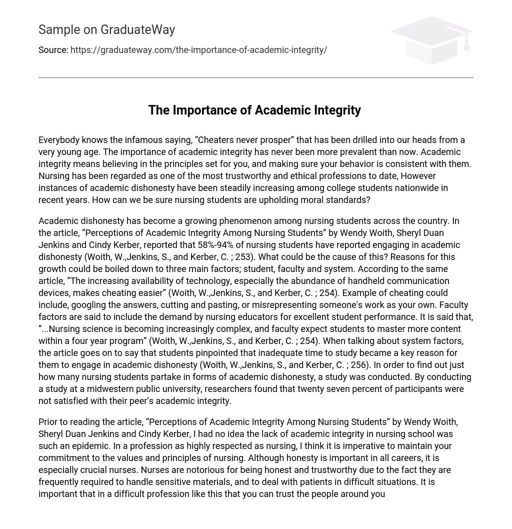 The Importance of Academic Integrity 