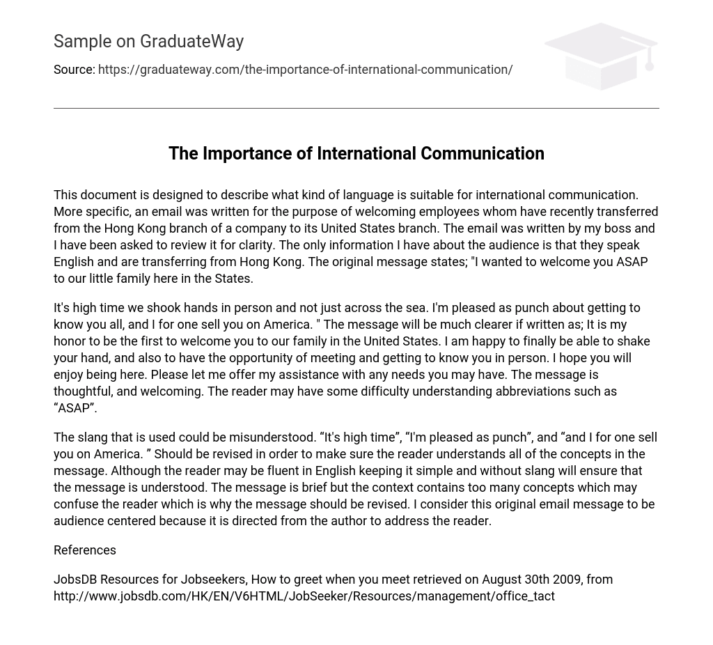 The Importance of International Communication