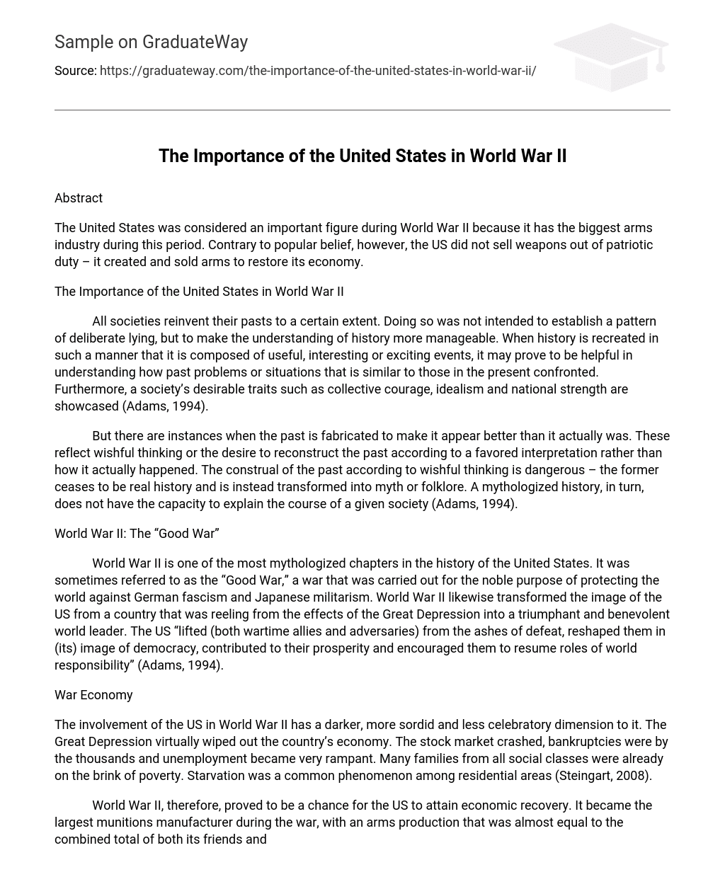 The Importance of the United States in World War II